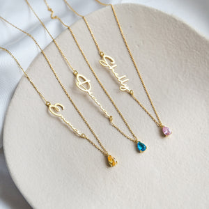 Personalized Handmade Birthstone Name Necklace, Gift For Her