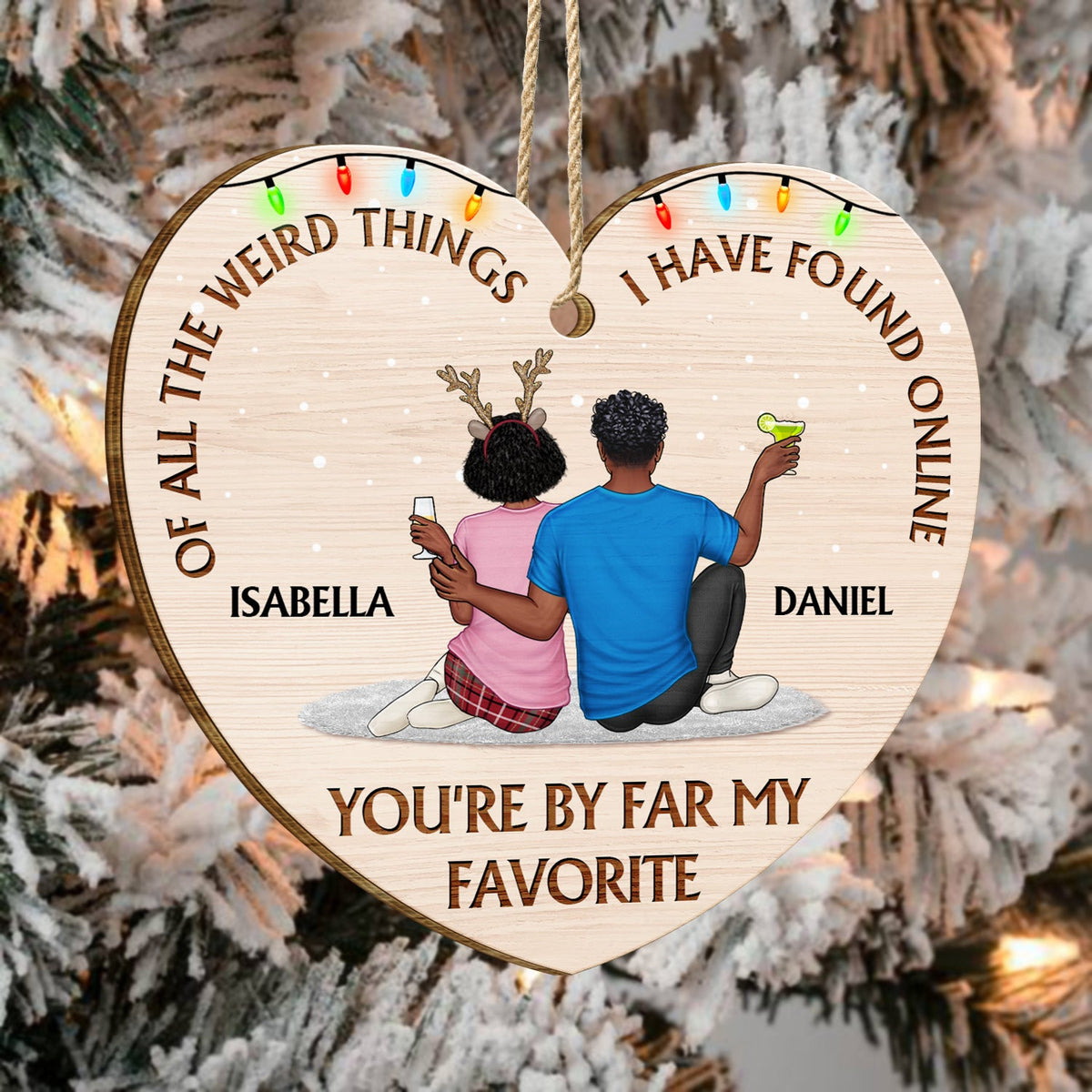2024 New Release - Wish You A Wonderful Christmas - Couple Personalized Custom Ornament - Wood Custom Heart Shaped - Christmas Gift For For Husband Wife, Anniversary
