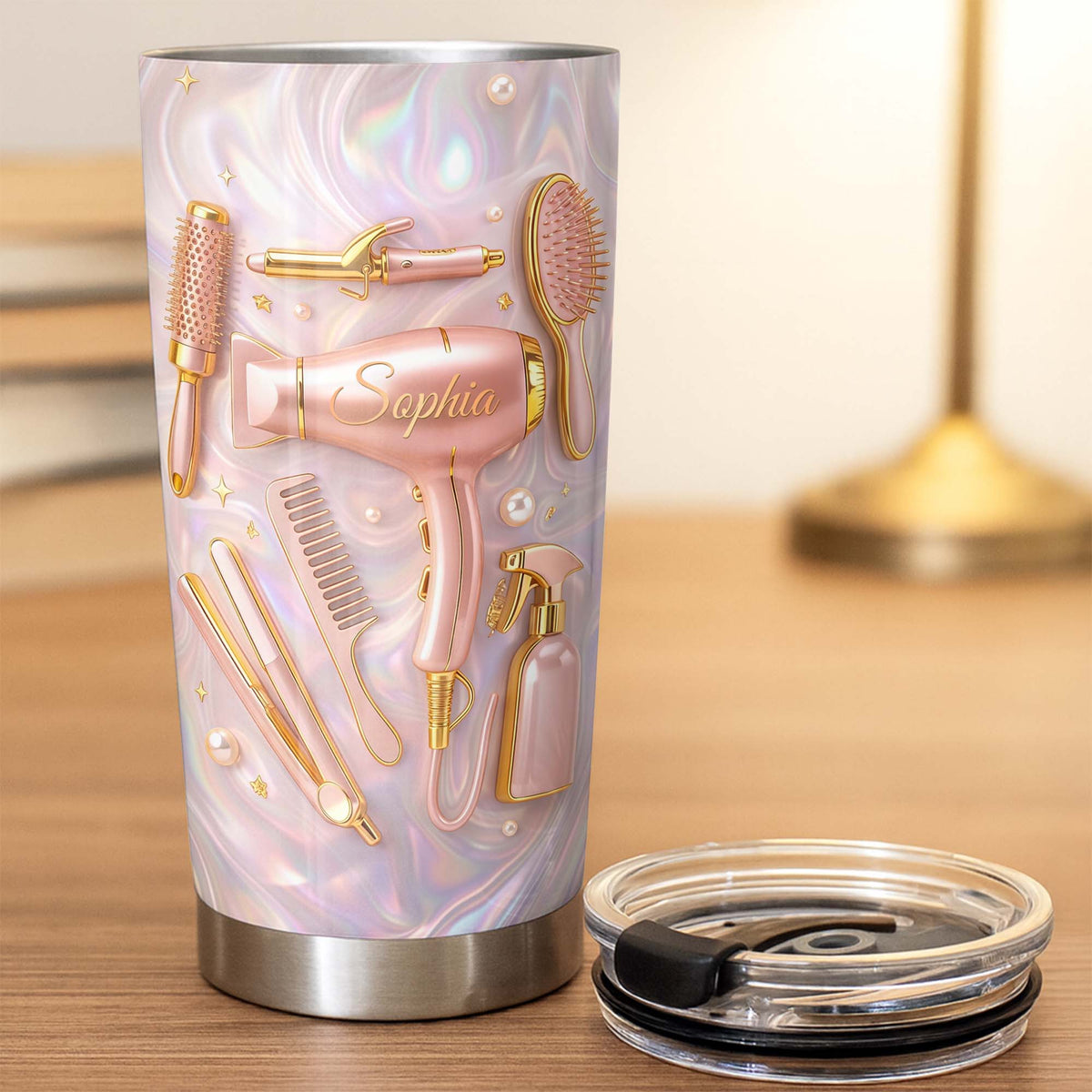 Hair Stylist Life Is Beautiful, Personalized Tumbler, Gift for Hairdresser, Cosmetologist Salon Owner Present