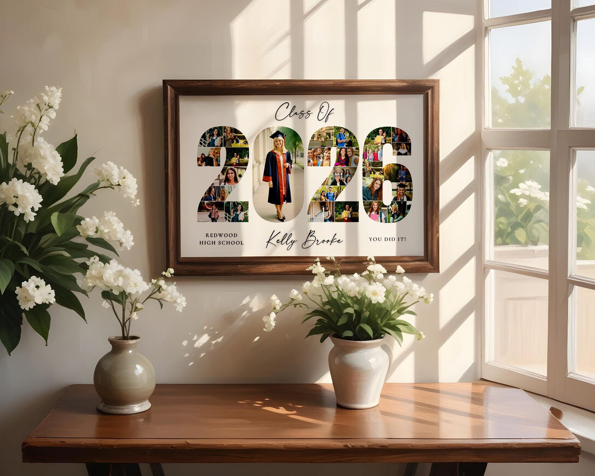 Personalized 2026 Graduation Photo Collage Poster, Class of 2026, Graduation Gift for Seniors
