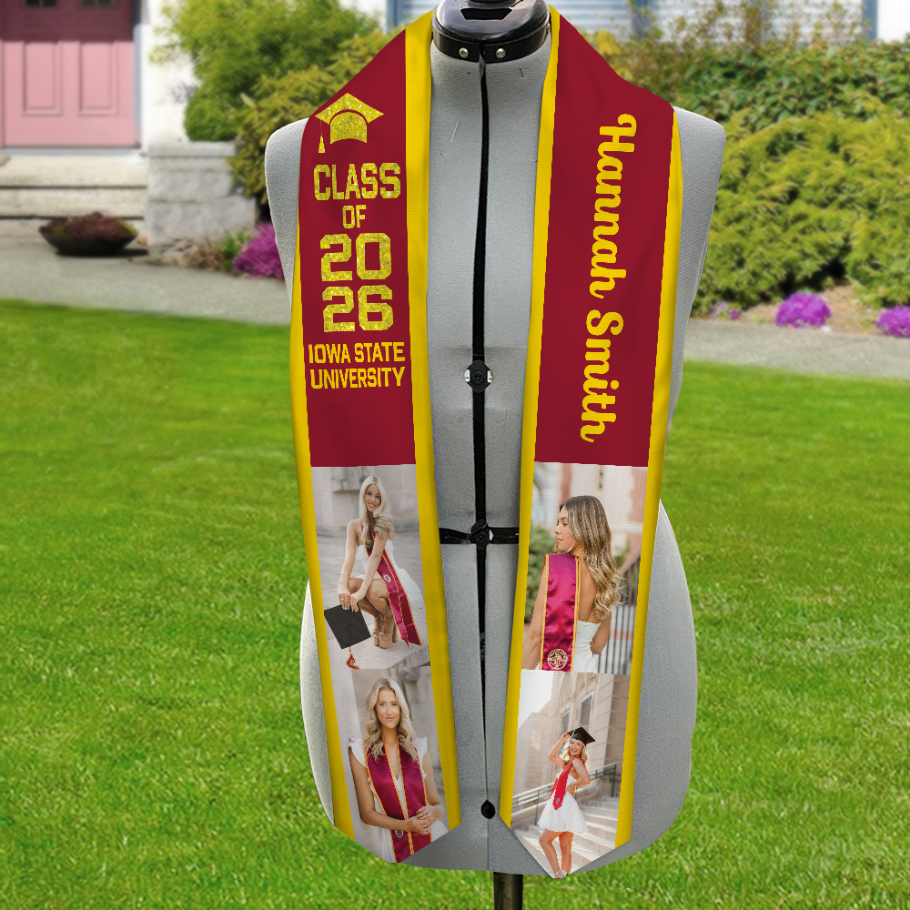 Custom Photo Graduation Stoles Personalized Class of 2026 Sash