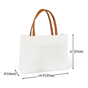 Personalised Blue Floral Sea Turtle Canvas Tote Bag with Name and PU Leather Handle
