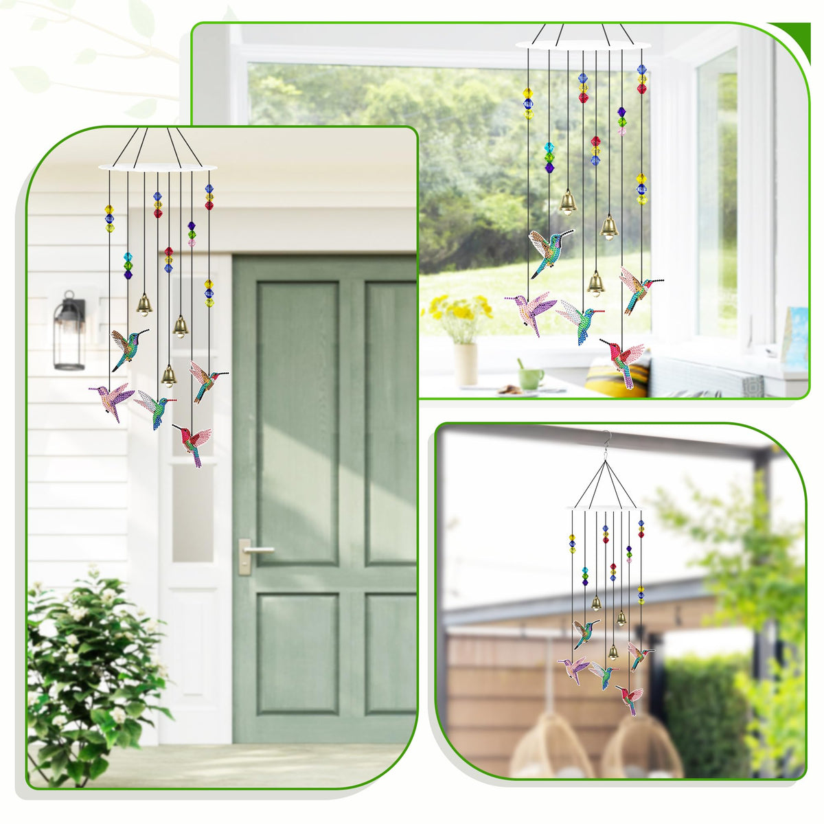Diamond Painting Kits, Hummingbird Diamond Art Wind Chimes - Gift For Bird Lovers