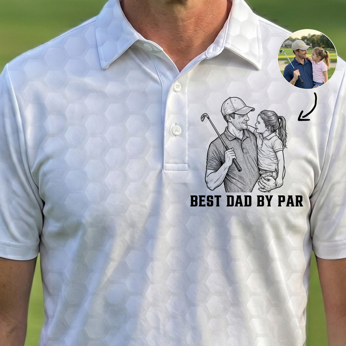 Best Dad By Par Sketch Line Art Father's Day Gift For Husband, Dad - Personalized Polo Shirt