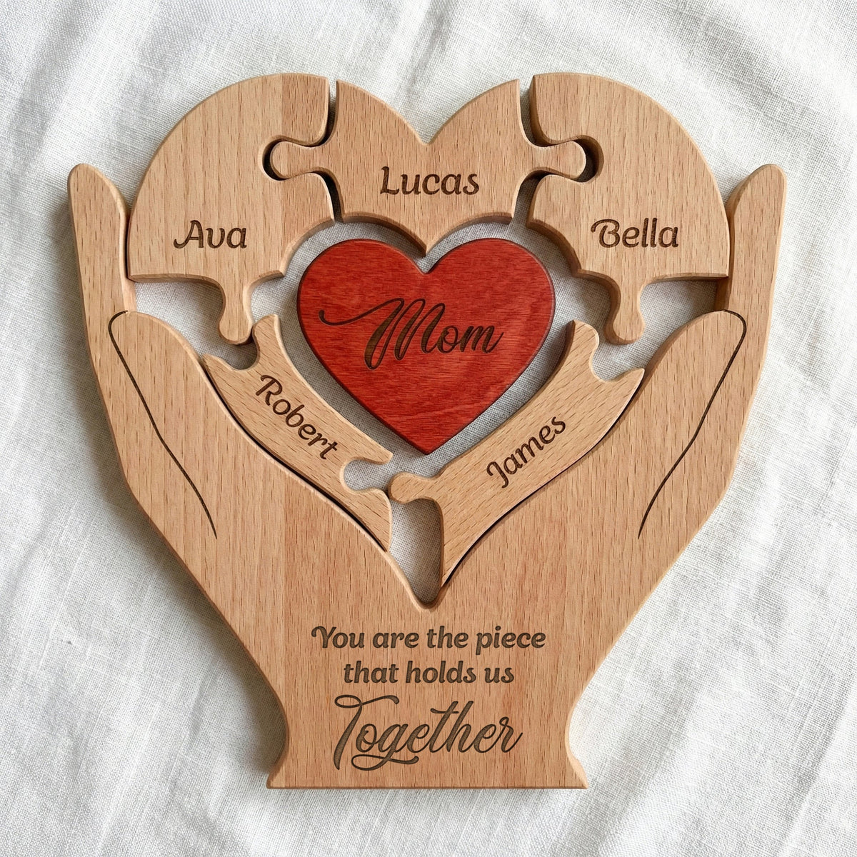 Mother's Day Gifts, Mom, Mother You Are The Piece That Hold Us Together - Personalized Wooden Family Puzzle
