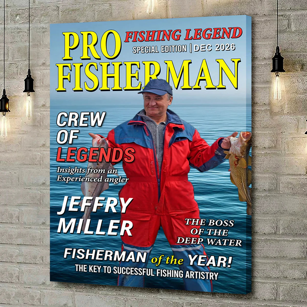 The Legend Reels On” Personalized Photo Magazine Cover Poster - Personalized Funny Fishing Gift for Fisherman