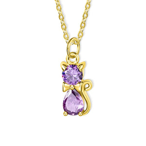 Personalized Cat Dog Bow Birthstone Necklace Dainty Jewelry Birthday Mother's Day Gift for Women Pet Lovers