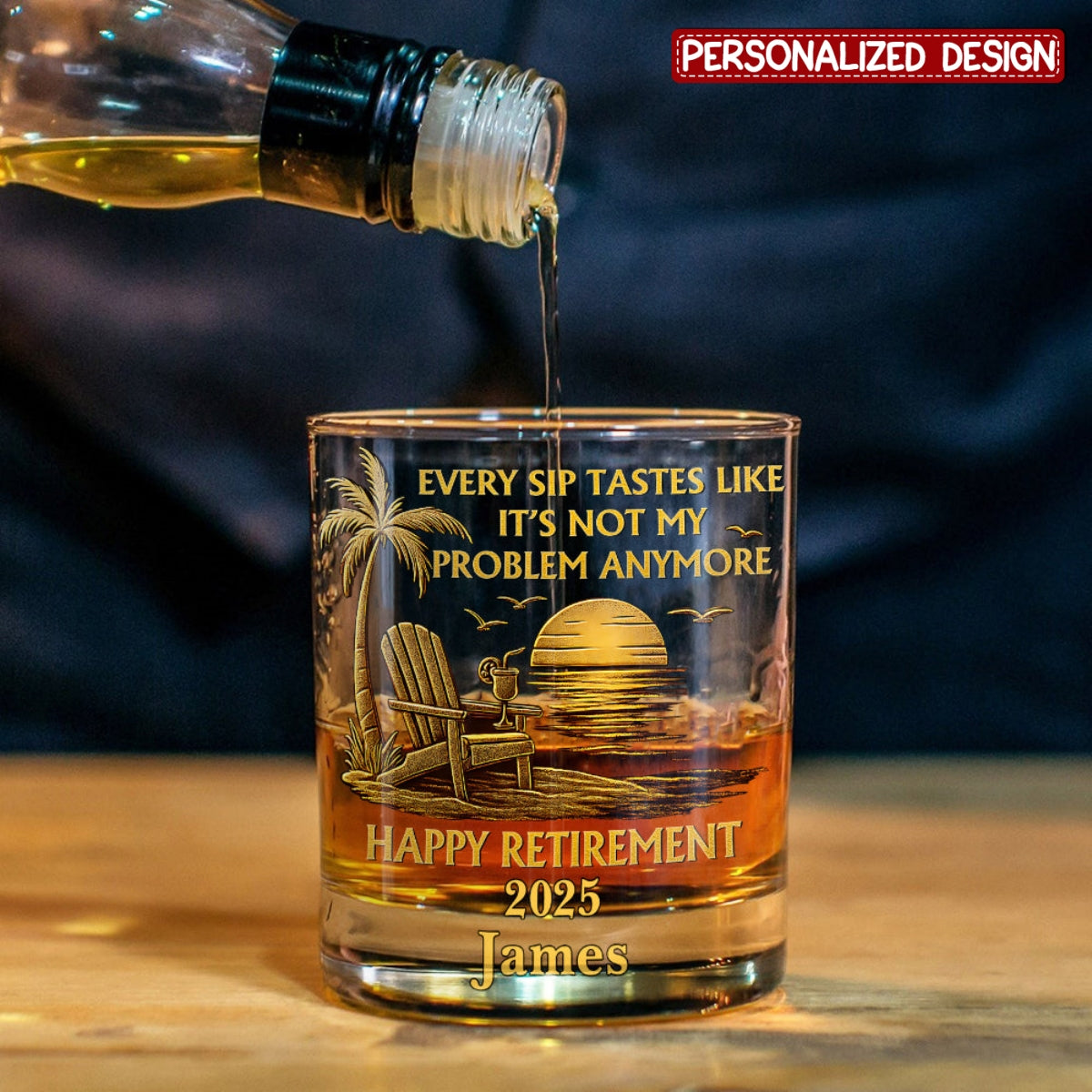 Every Sip Tastes Like It Not My Problem Anymore - Personalized Retired Whiskey Glass