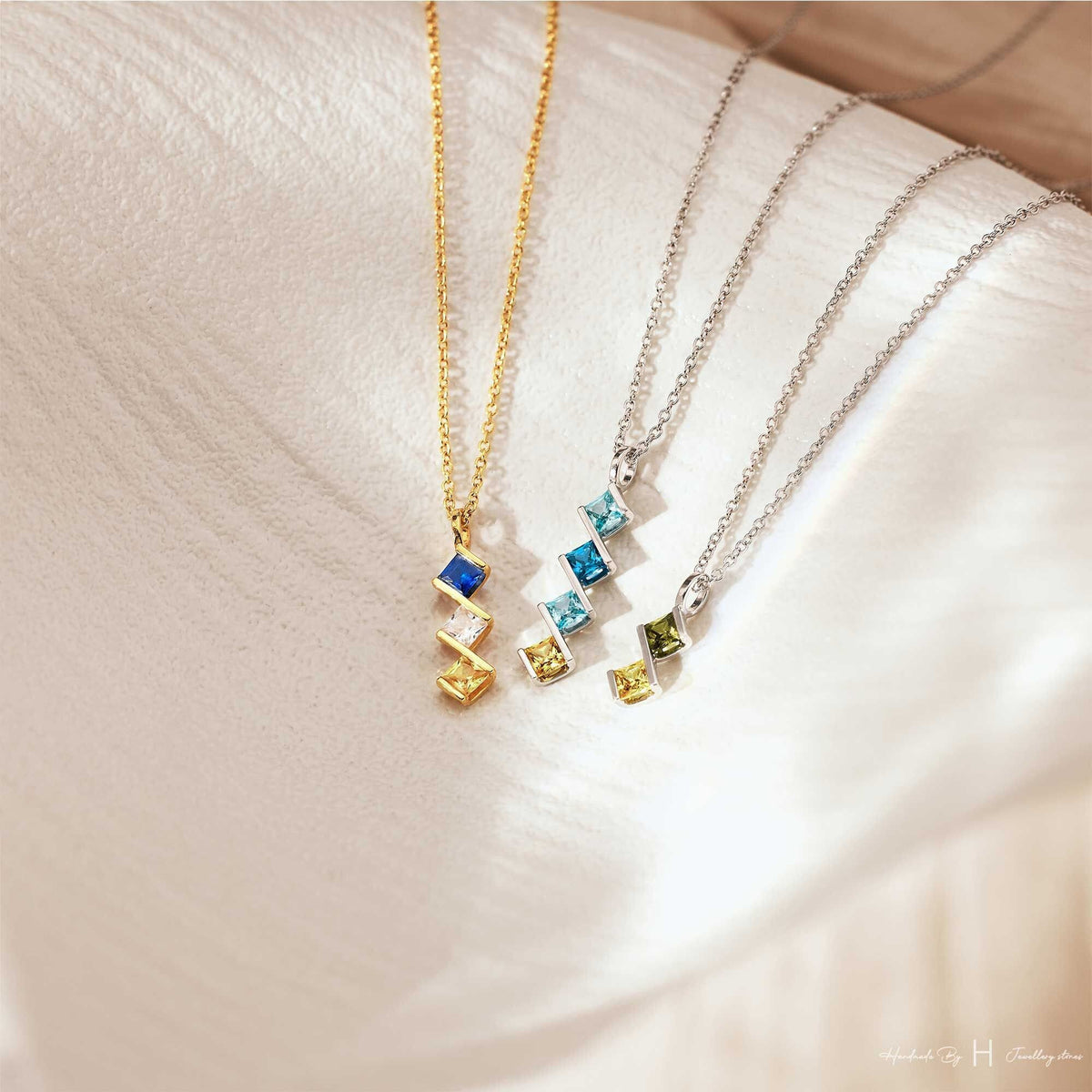 Personalized Mini Square Birthstone Necklace, Mother's Day Gift