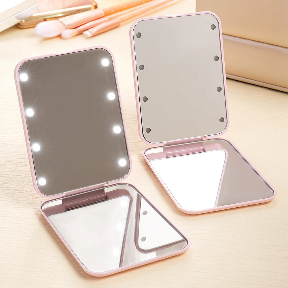 Personalized Ballet Girl Birth Flower LED Double-Sided Compact Makeup Mirror Gift for Ballerina