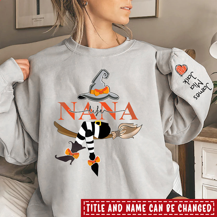 Life Witch With Grandkids Halloween Personalized Grandma Sweatshirt