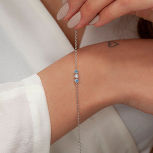 Personalized Stars Dainty Birthstone Bracelet, Mother Day Gift