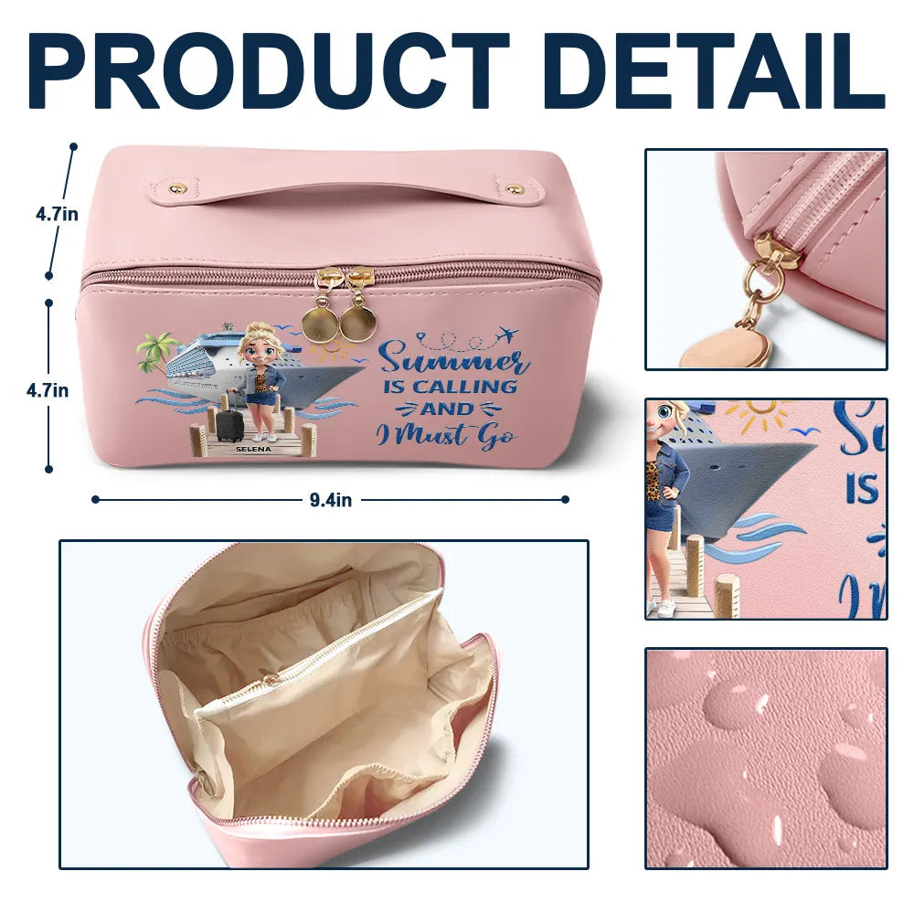 Travel All My Cruise Crap - Personalized Leather Makeup Bag