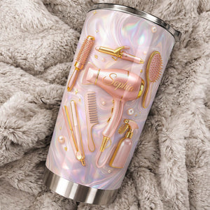 Hair Stylist Life Is Beautiful, Personalized Tumbler, Gift for Hairdresser, Cosmetologist Salon Owner Present