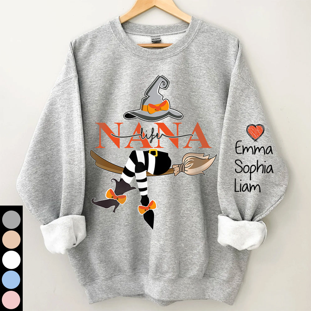 Life Witch With Grandkids Halloween Personalized Grandma Sweatshirt
