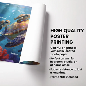 Grandma Grandkids Sea Turtles - Personalized Poster - Mother's Day Gift For Grandma