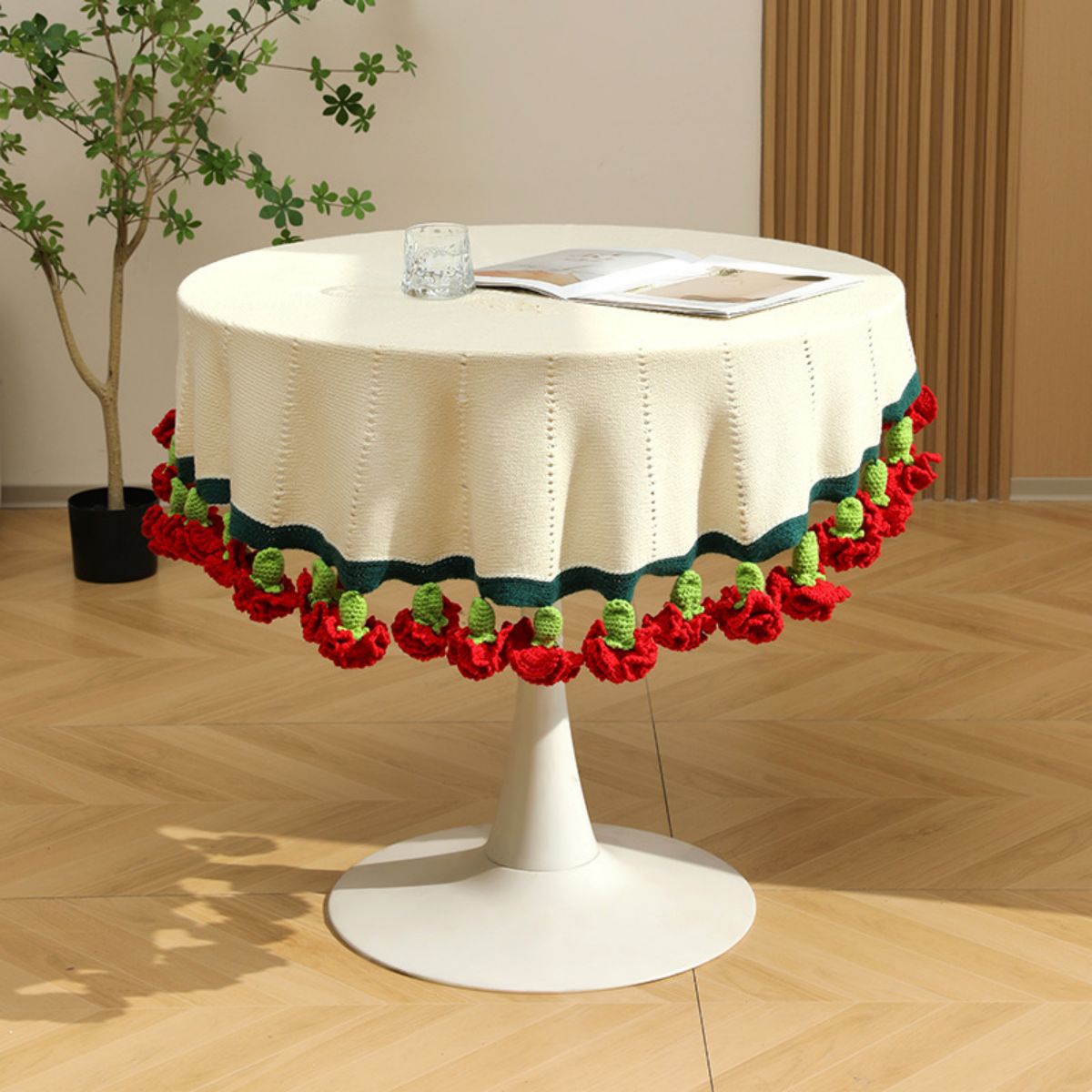 Hand-Knitted Rainbow Carnation Blanket Ready-Made Gift for Mother's Day