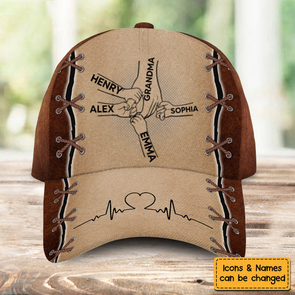 Personalized Grandpa/Grandma Holding Hands Cap