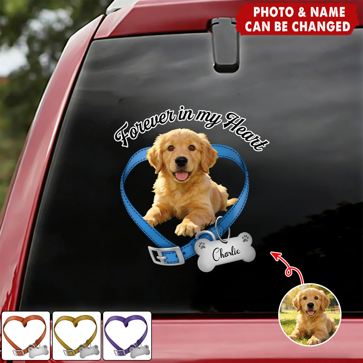 Personalized Photo Forever In My Heart Dog Memorial Decal