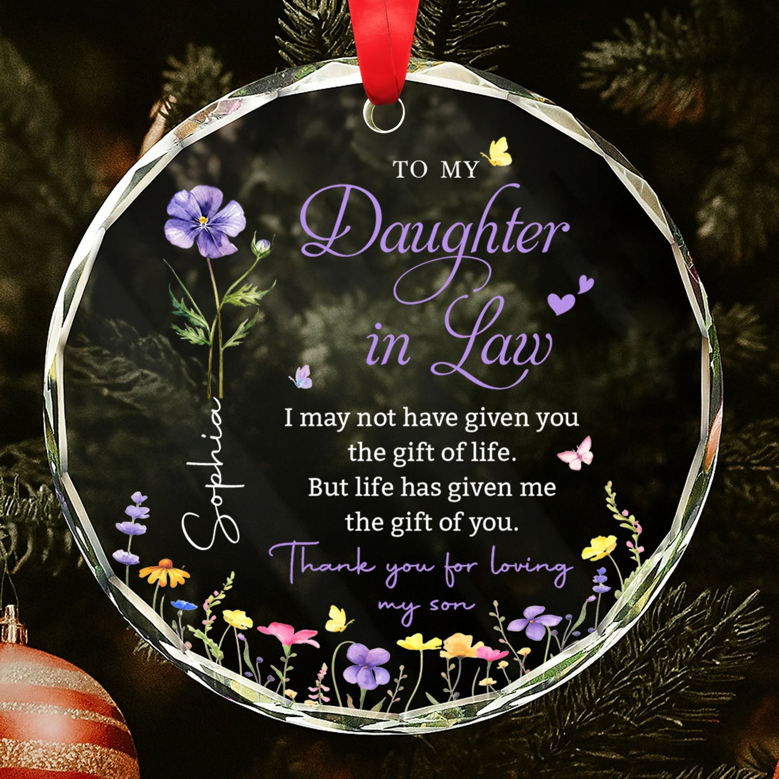 To My Daughter In Law - Personalized  Glass Ornament - Gift For Daughter In Law