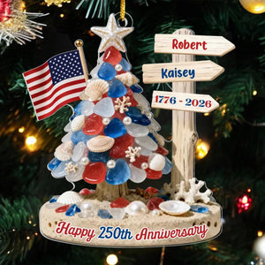 Personalized Acrylic Ornament - Patriotic Gift for Family, America 250 Keepsake