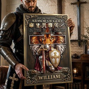 Kneeling Knight Jesus Printed Poster - Personalized Gifts For Christians