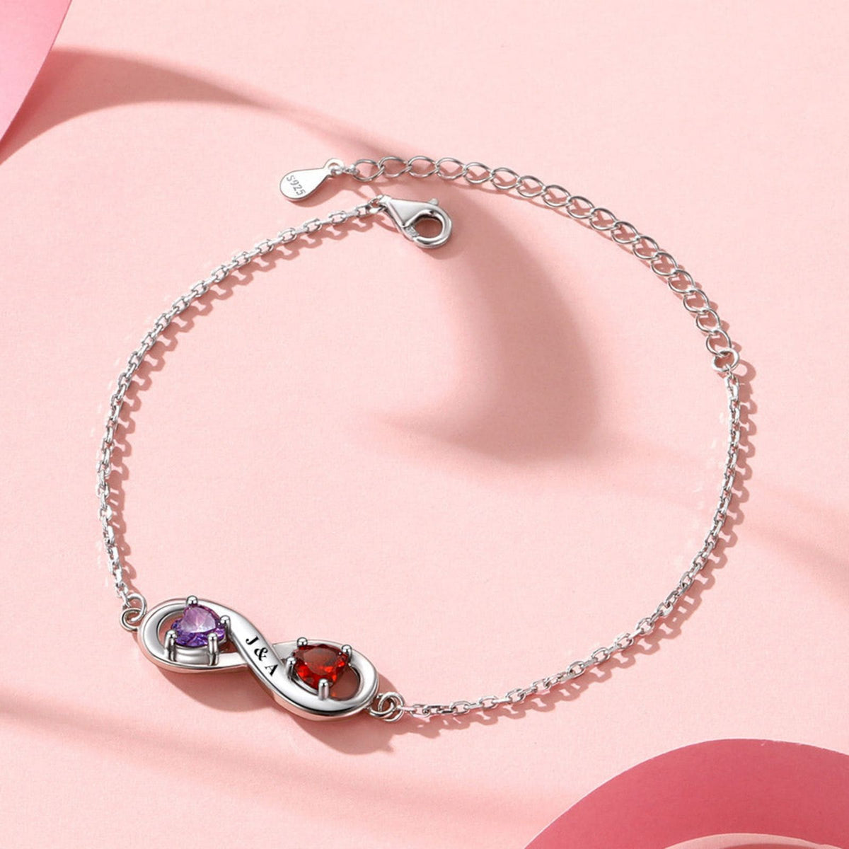 Love Forever - Personalized Infinity Love Birthstone Bracelet, GIft For Her