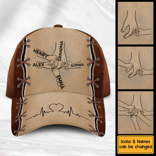 Personalized Grandpa/Grandma Holding Hands Cap
