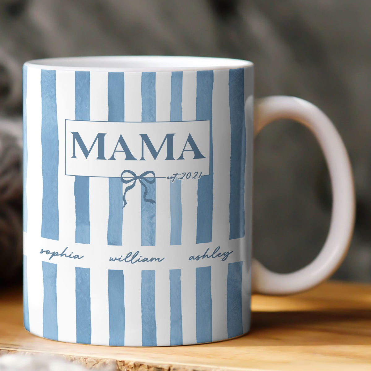 Personalized Striped Mug - Mother’s Day Gift For Mom Grandma