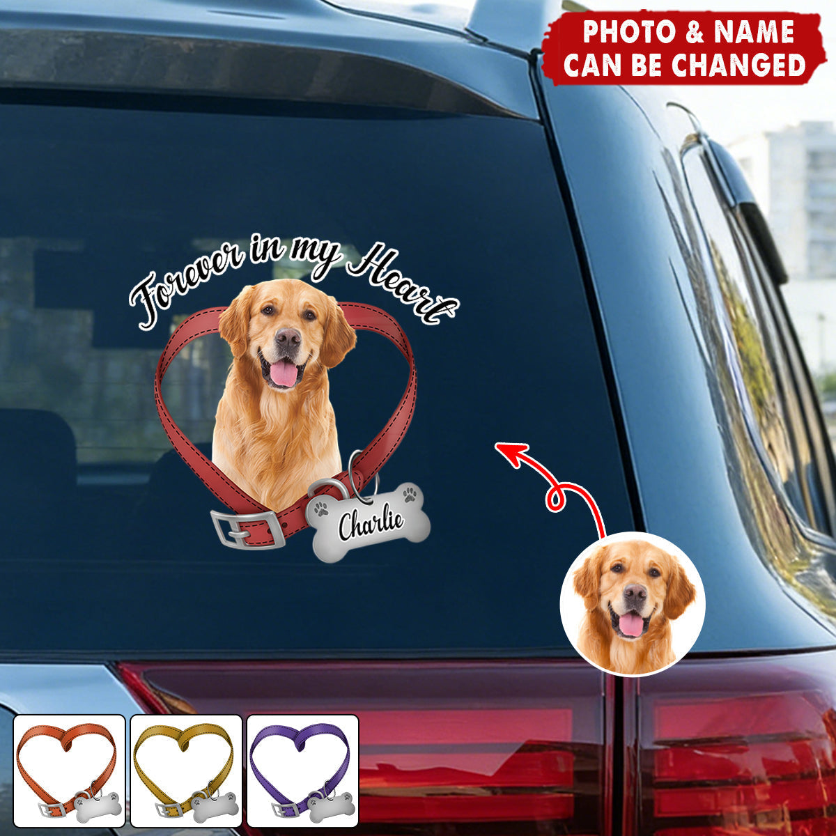 Personalized Photo Forever In My Heart Dog Memorial Decal