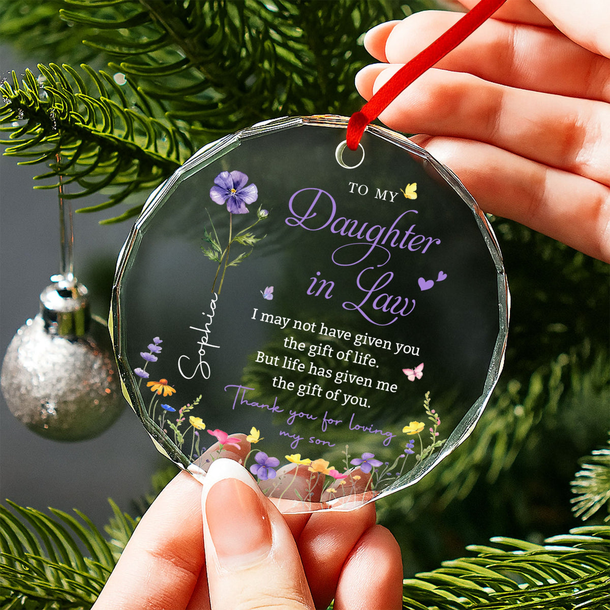 To My Daughter In Law - Personalized  Glass Ornament - Gift For Daughter In Law