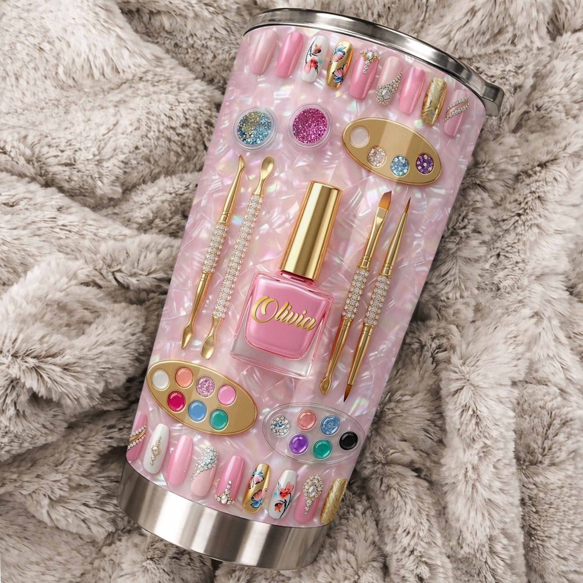 Fabulous Sparkle Nails Personalized Stainless Steel Tumbler - Gift For Nail Lovers