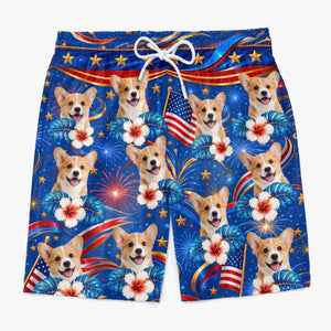 Personalized Photo Tropical Hawaiian Aloha Men America Beach Shorts - Gifts For Dog Cat Lovers