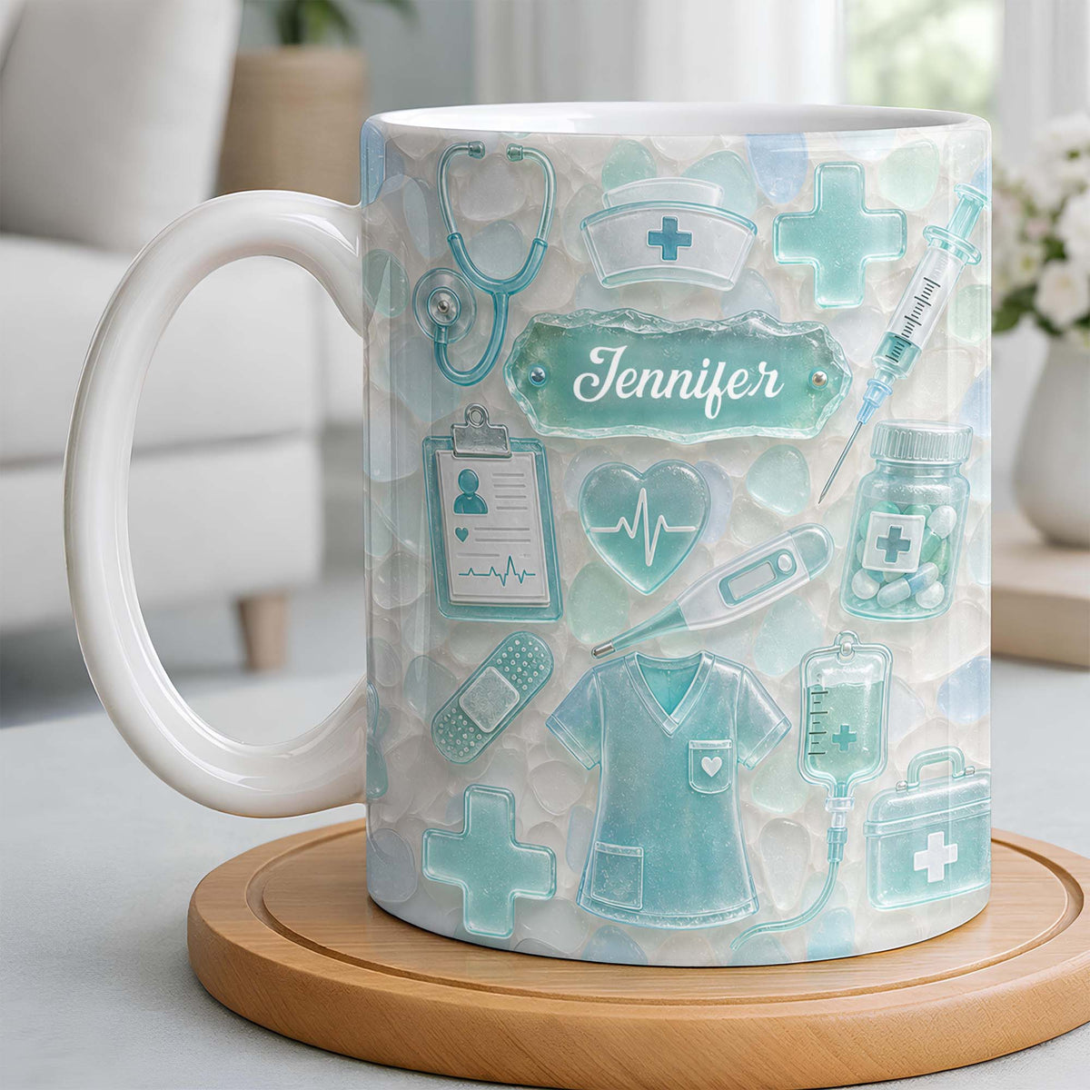 Dedicated Nurse Sea Glass - Personalized Mug - Gift For Nurse Lovers