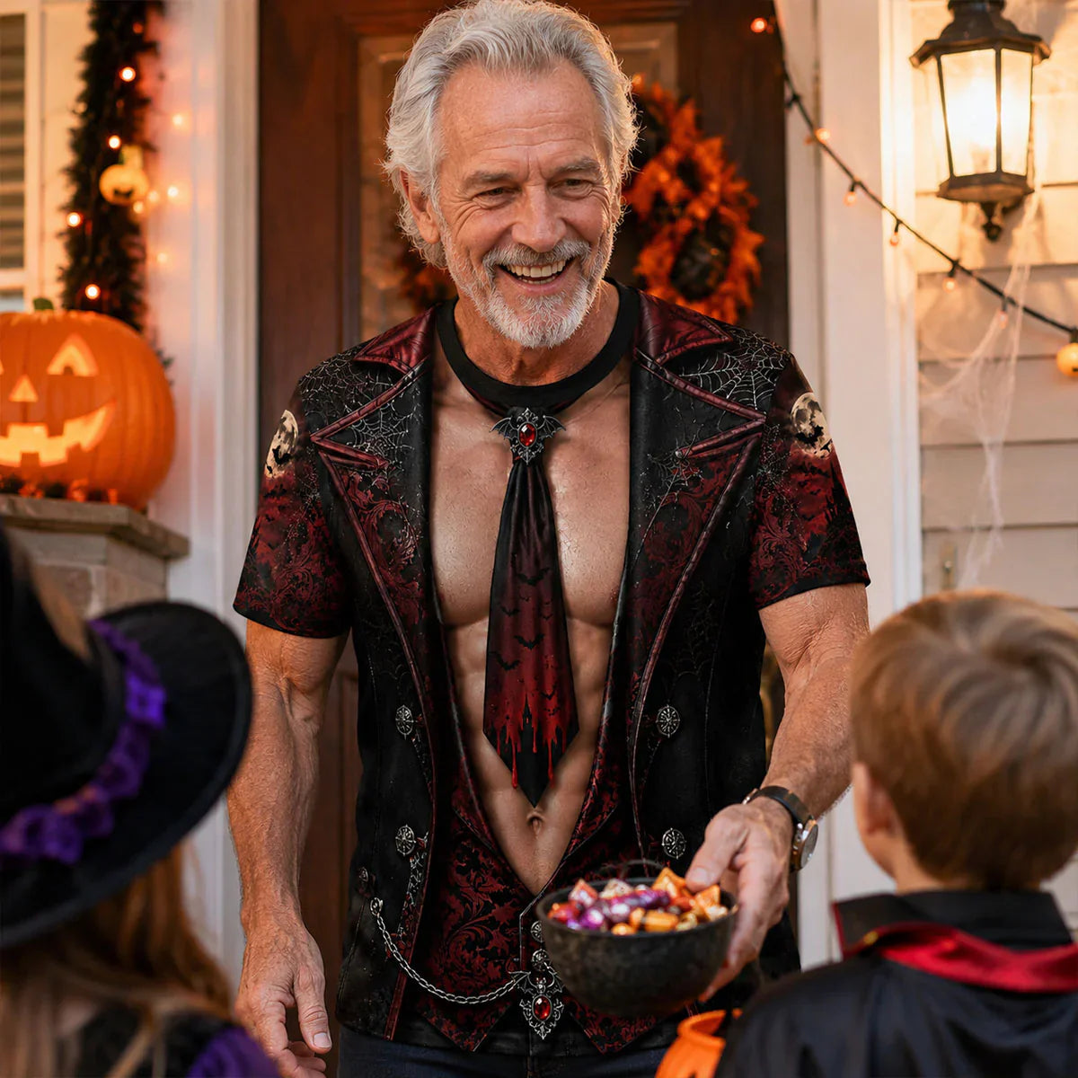 Printed Classic Shirt -  Smiling Pumpkin King Design, Unique Halloween Gift for Dad
