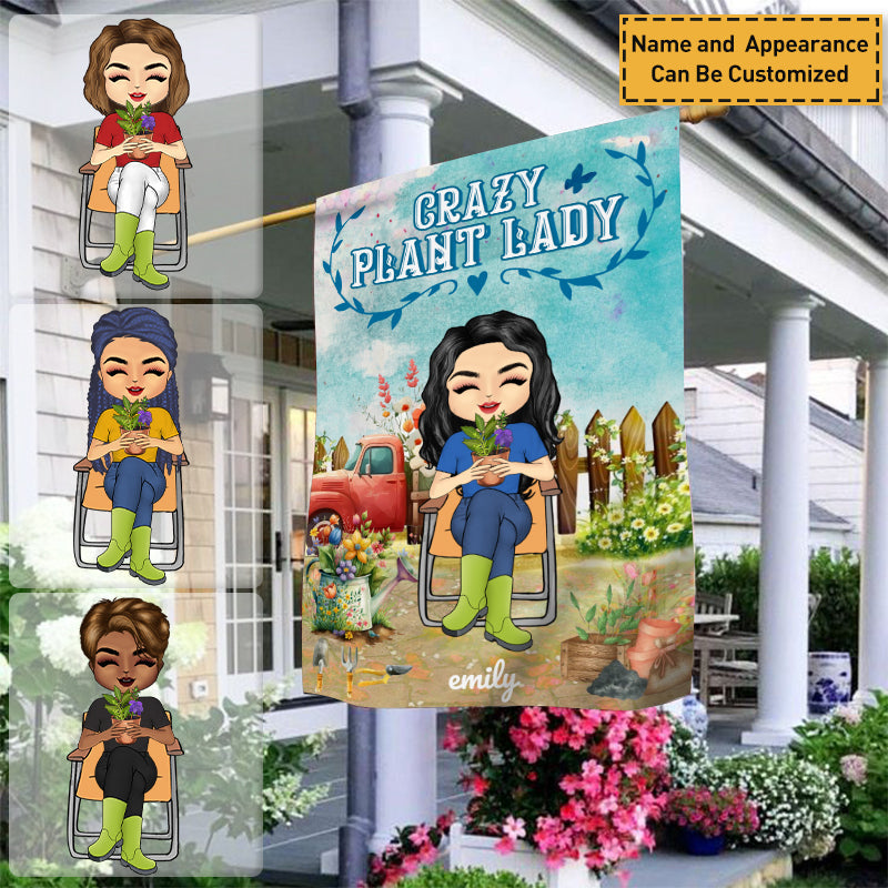 Personalized Custom Flag Garden Flag Outdoor Decoration Crazy Plant Lady Gift For Grandmother, Family, Friend