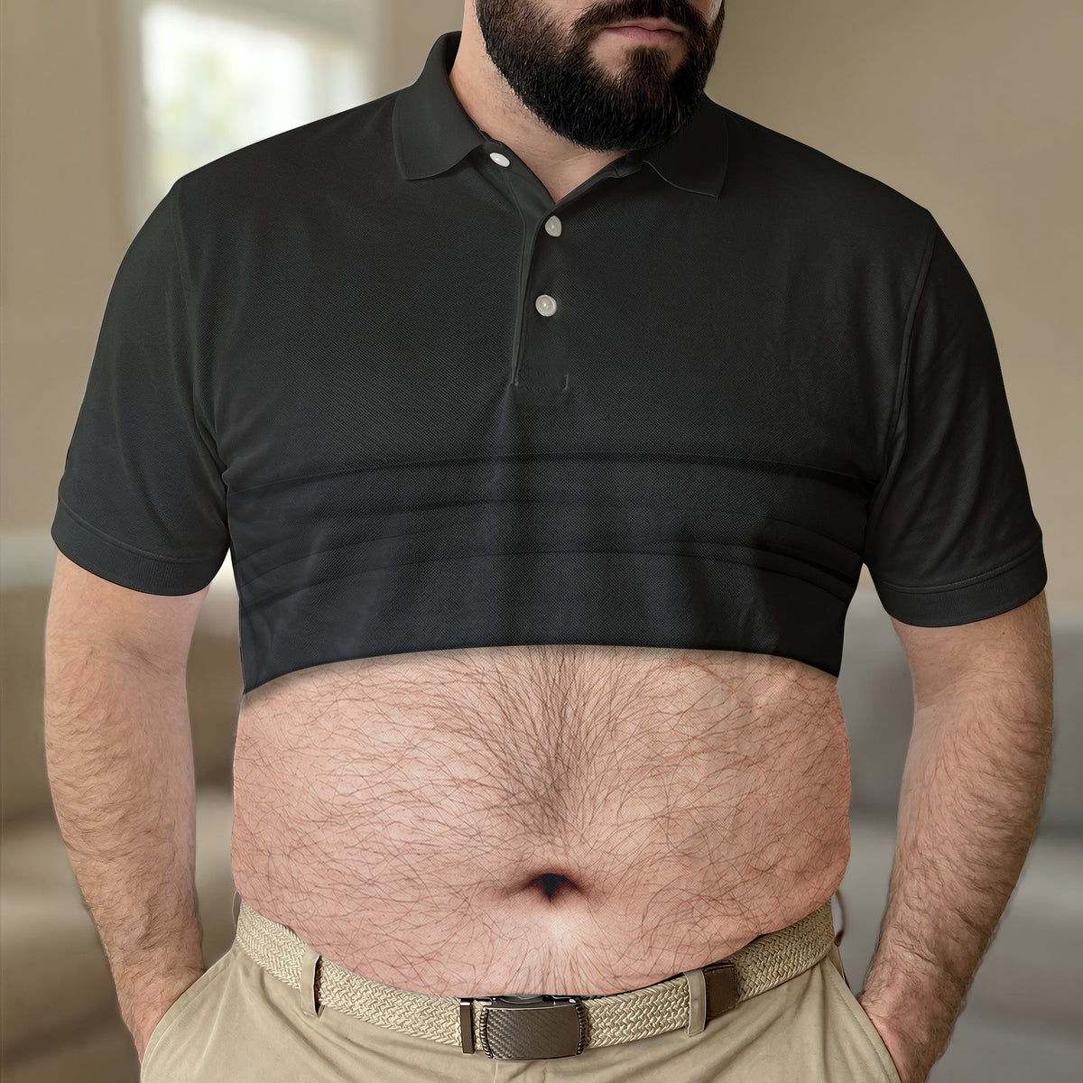Gag Personalized Polo Shirt -  Funny Belly For Men, Dad Bod,Husband