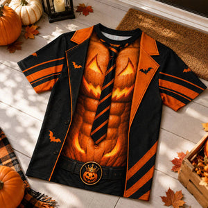 Printed Classic Shirt -  Smiling Pumpkin King Design, Unique Halloween Gift for Dad