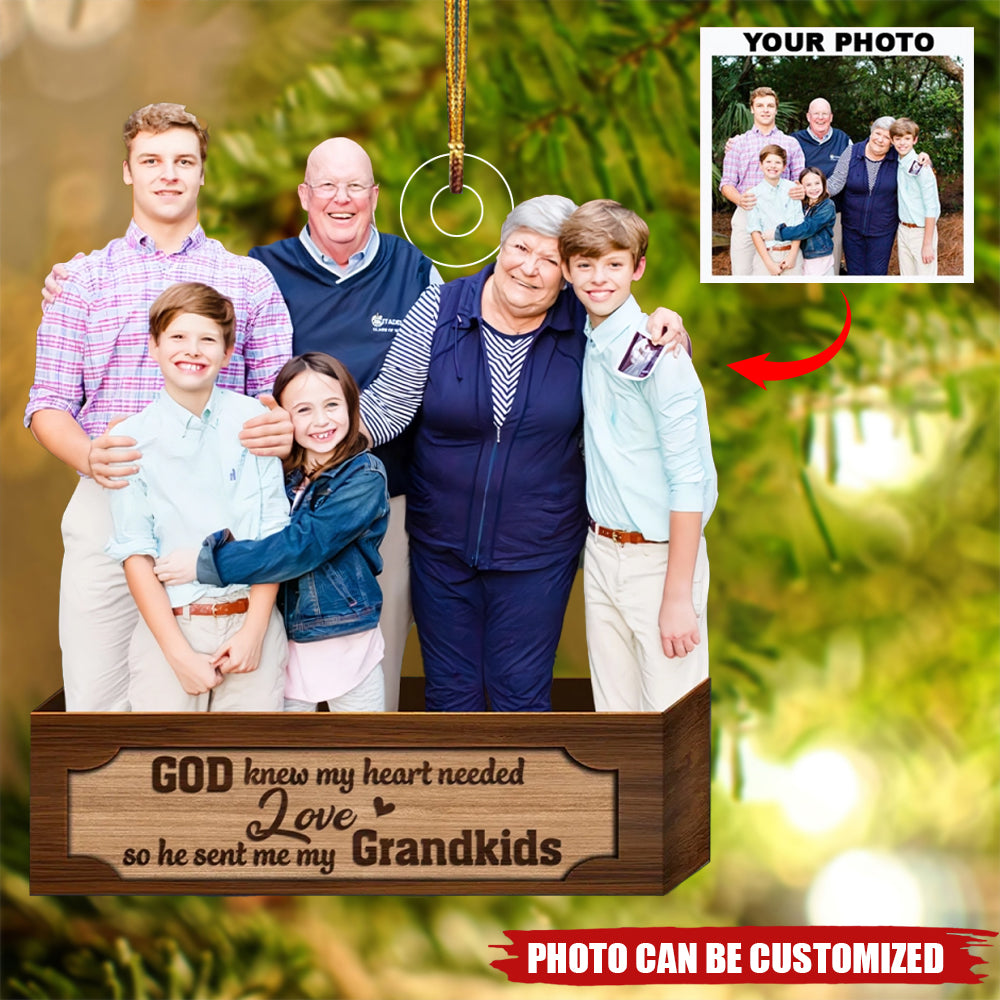 God Knew My Heart Needed Love - Personalized Custom Photo Arcylic Ornament - Christmas Gift For Family Member