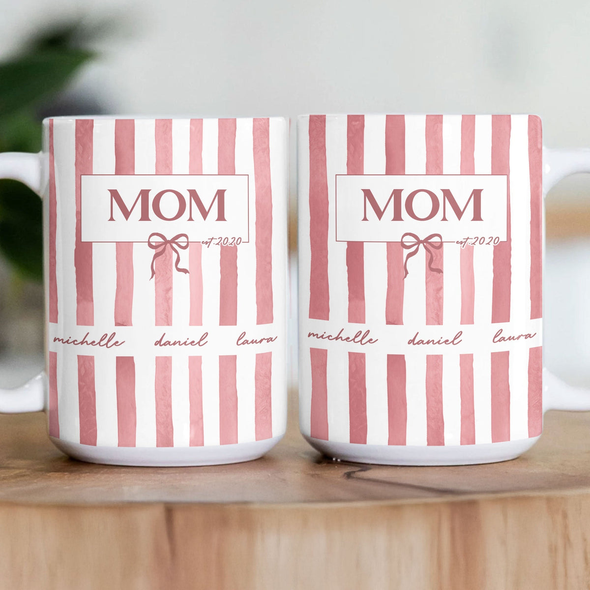 Personalized Striped Mug - Mother’s Day Gift For Mom Grandma