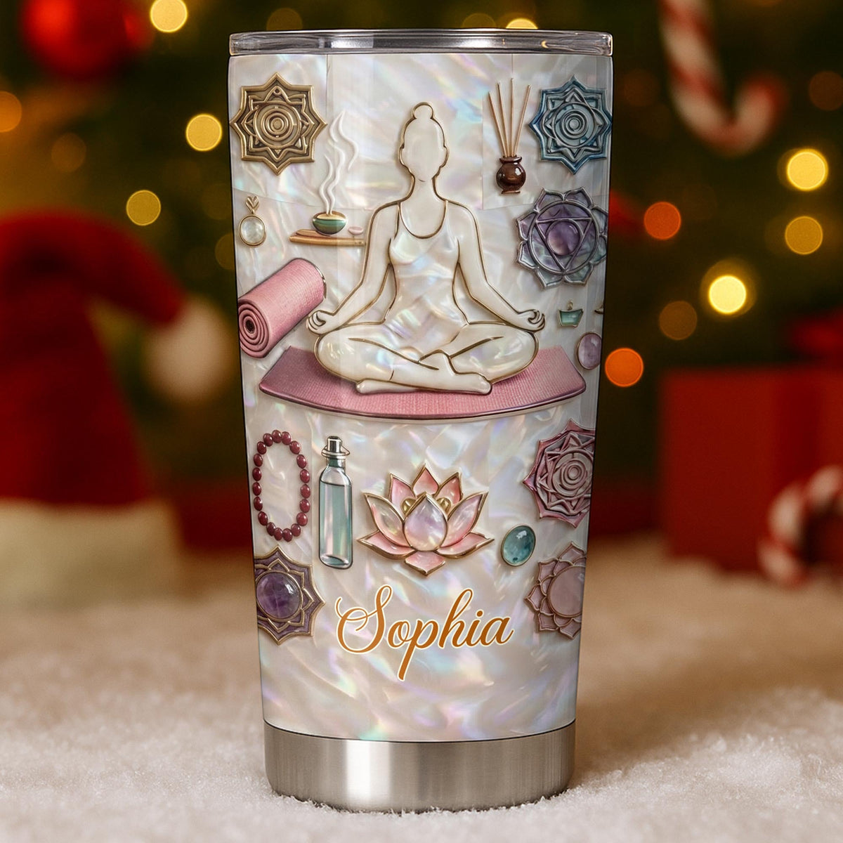 Inner Peace Yoga Woman, Stainless Steel Tumbler, Gift For Yoga Lovers