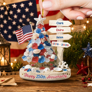 Personalized Acrylic Ornament - Patriotic Gift for Family, America 250 Keepsake