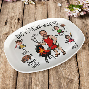 Father's Day Gifts, Dad's Grilling Buddies Father's Day Gift For Daddy, Husband, Grandpa - Personalized Platter