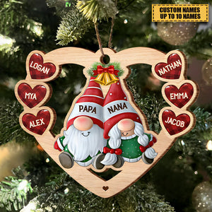 Couple Papa Nana Christmas Sweatheart Grandkids Personalized Wooden Ornament