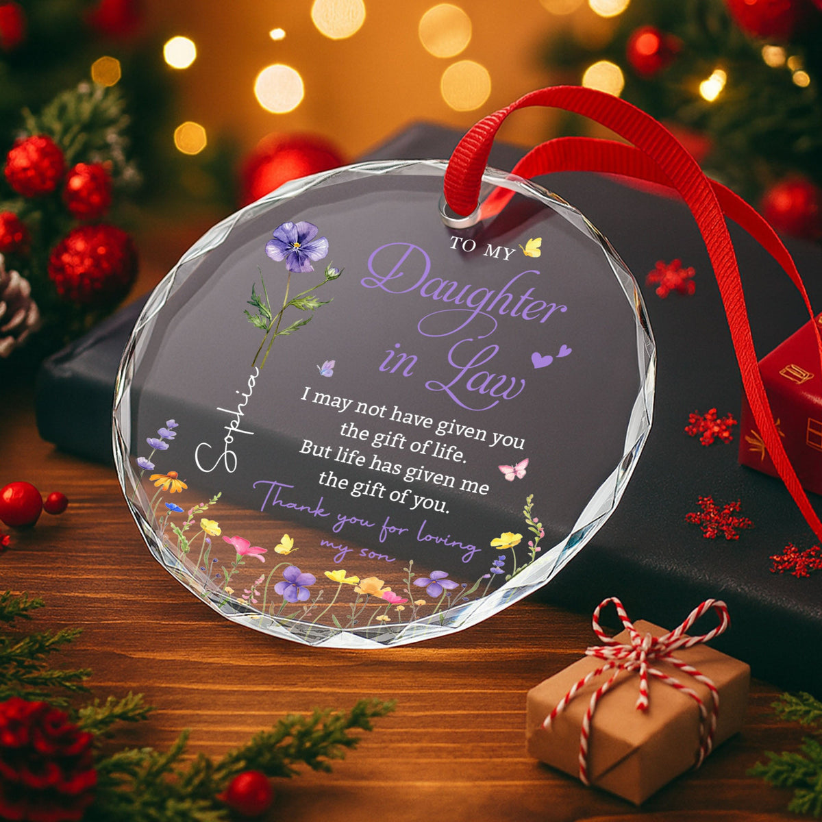 To My Daughter In Law - Personalized  Glass Ornament - Gift For Daughter In Law