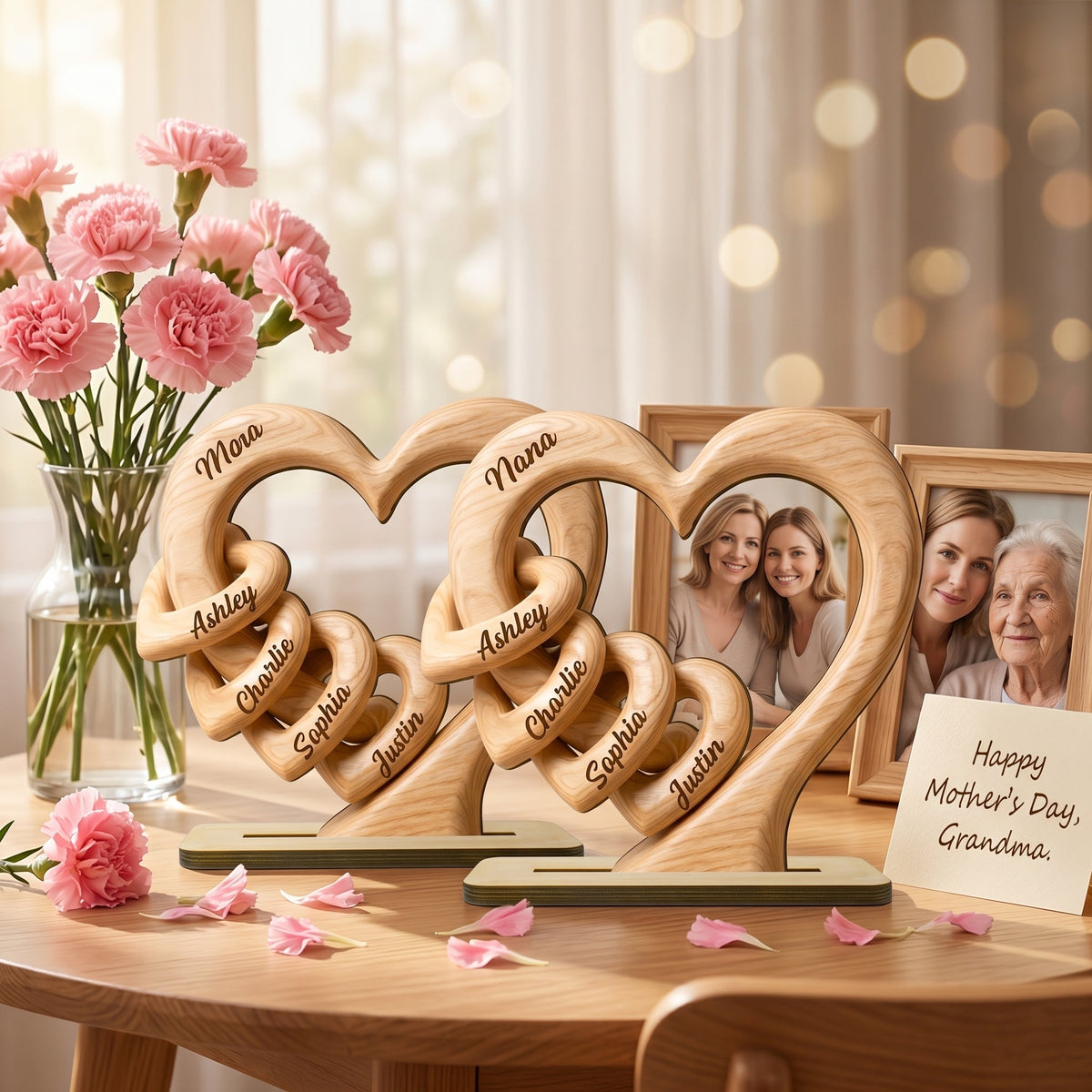 Personalized Heart  Wooden Plaque - Gift For Mother's Day