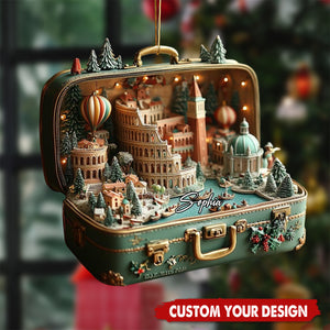 Word City Suitcase Ornament – Miniature Venice & Rome Christmas Village Scene