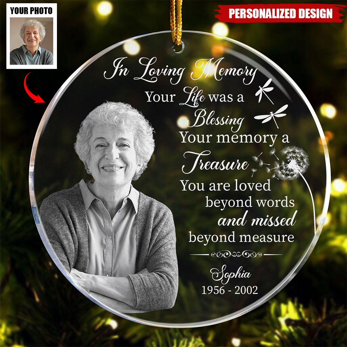 2024 New Release Your Life Was A Blessing Your Memory A Treasure - Personalized Acrylic Photo Ornament