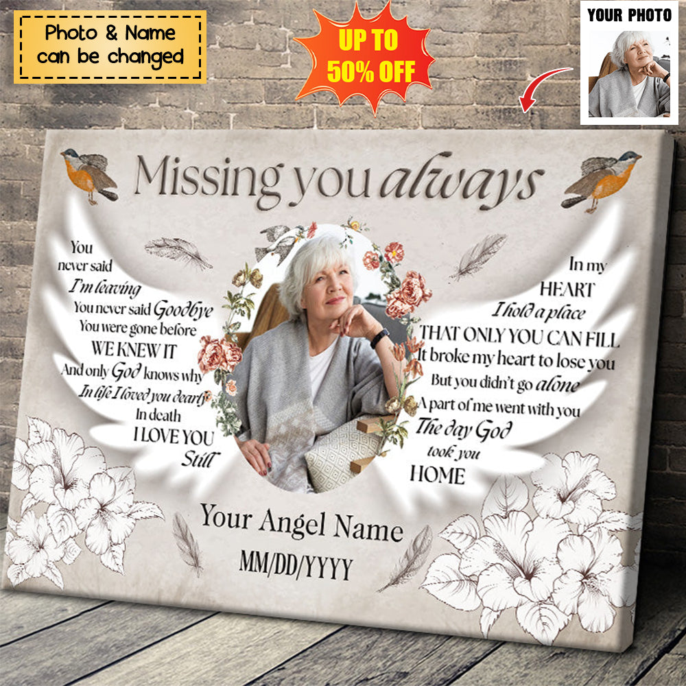 Custom Photo - Missing You Always You Never Said I'm Leaving - Personalized Memorial Poster
