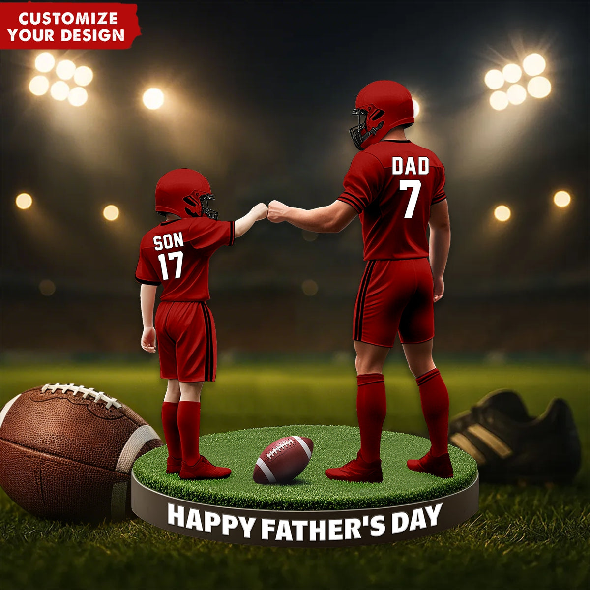 Football Dad And Kid - Personalized Acrylic Plaque, Father's Day Gift for Dad, Gift for Husband